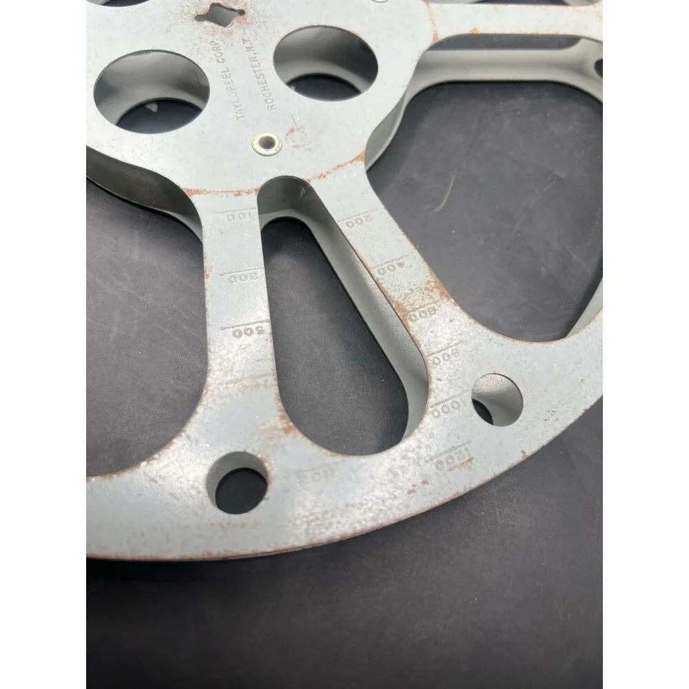 VTG Taylor Reel Corp 16MM 1200 Ft Metal Film Reel MIL-R-214D Rochester NY Gray